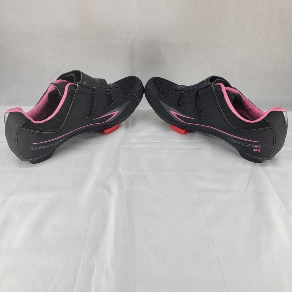 Vento Women's Black and Pink Athletic Cycling Shoes